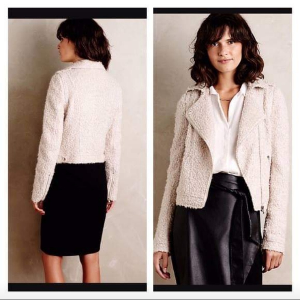 Anthropologie Elevenses Northland Moto Jacket S Wool Blend
